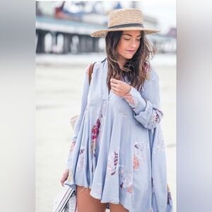 Free People Fields Of Butterflies Tunic Boho Top